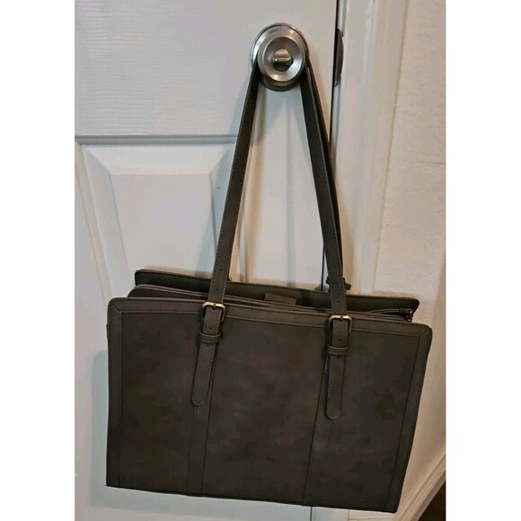 Laptop Bag Briefcase For Women Work Tote Leather Purse Gray Lots Of Pockets - Picture 2 of 16